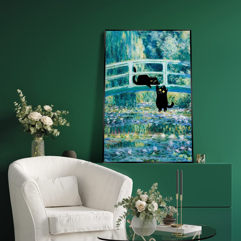 Amazon.co.jp: NONPAI ヴィンテージ モネ 猫 ポスター 面白い 黒猫